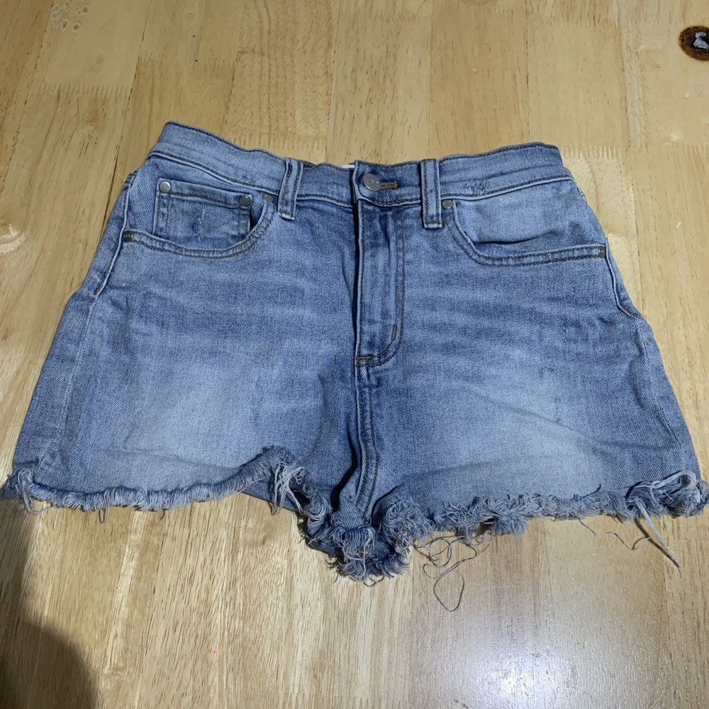 Victoria's Secret Pink Denim Shorts Distressed Women's Blue Pockets Size 6